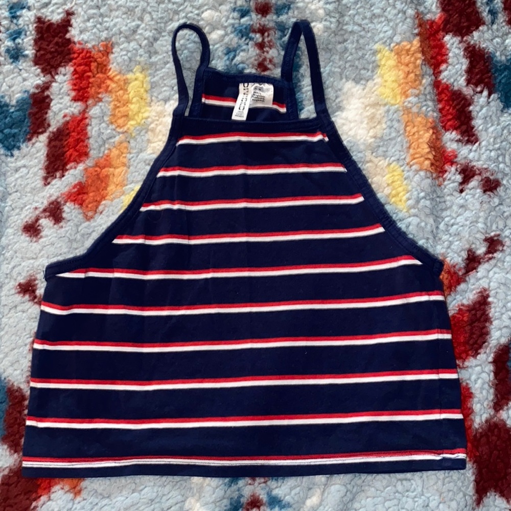 H & M red, white and blue halter top size- M